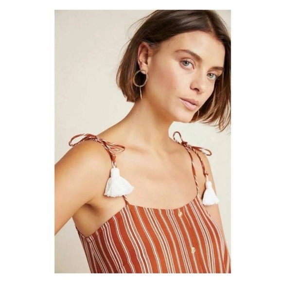 Anthropologie x Faithfull The Brand Brown Stripe Arietta Slip Maxi Dress - Picture 5 of 9